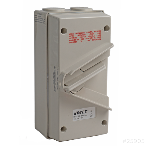 [25905] Weatherproof Isolator Switch IP66 20A 2P Novex