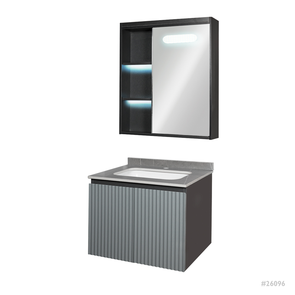 Basin Cabinet with Mirror and Sensor Light JJ0682-60 B:600x470x470mm M:600x700x140mm [2 Box]
