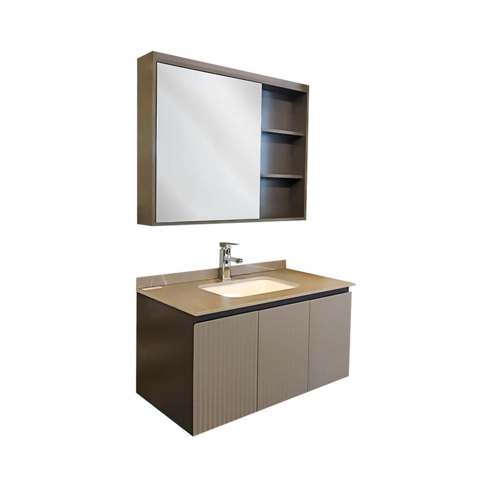 Basin Cabinet with Mirror and Sensor Light JJ0682-90 B:900x480x460mm M:900x700x140mm [3 Box]