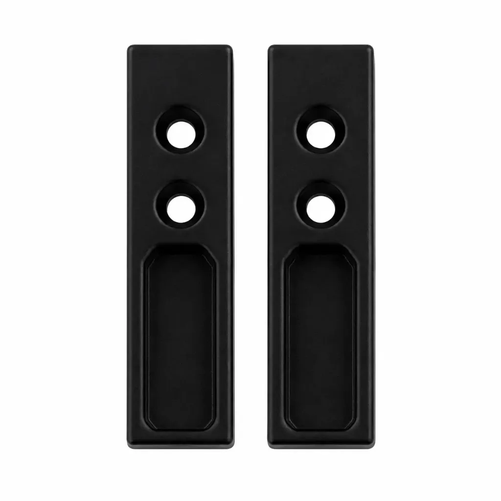Oval Pipe Bracket Long Black Pair
