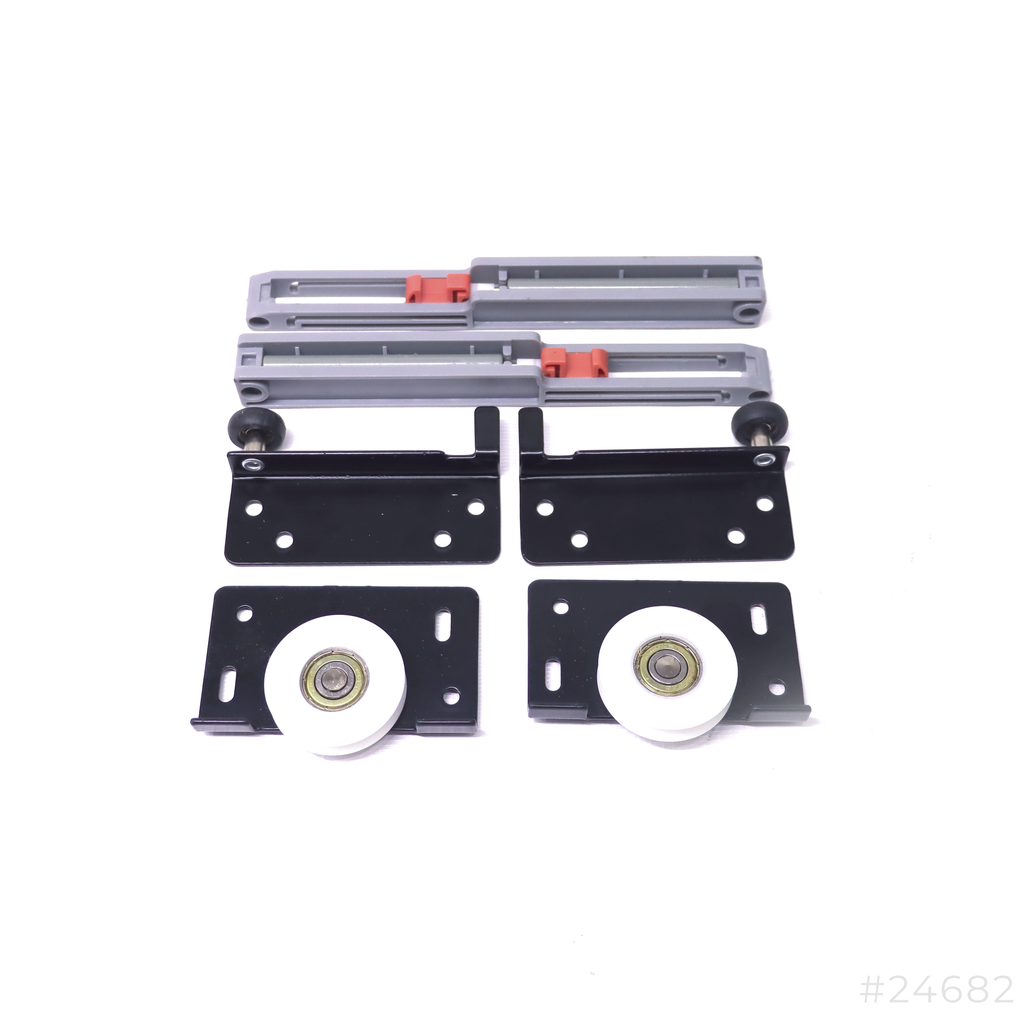 Sliding Door Wheel with Fittings 2-Set Black Soft Close