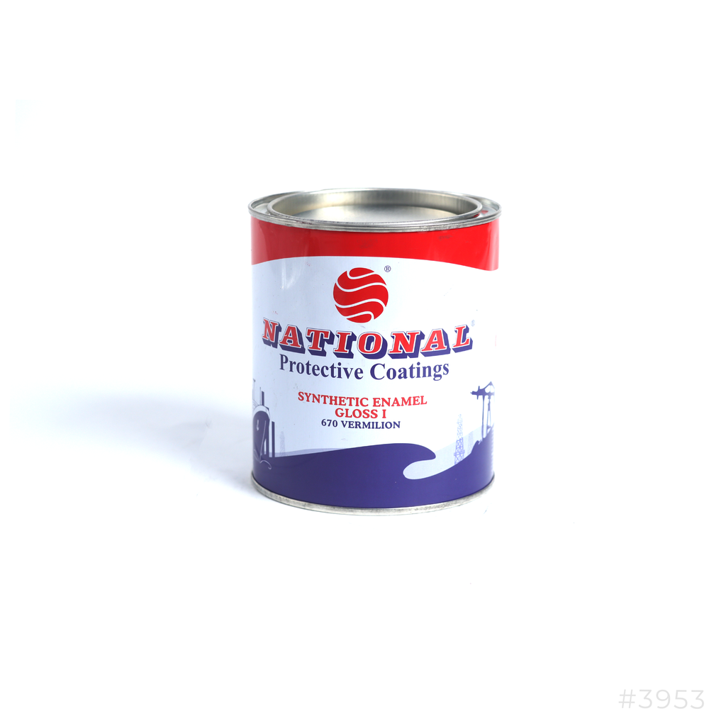 [3953] National Synthetic Enamel Gloss Paint 0.9Ltr 670 Vermilion