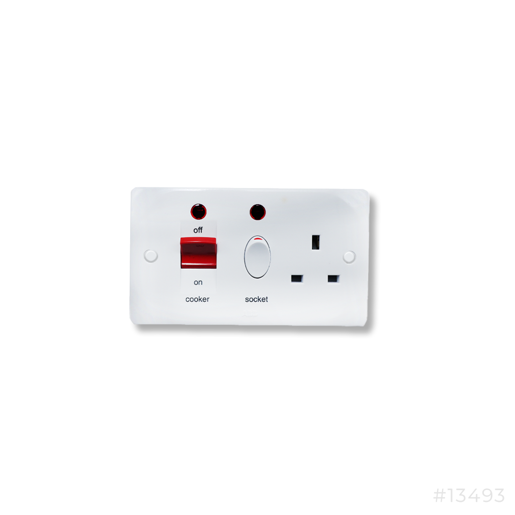 [13493] Switched Socket Outlet with Neon 8mm CCS234 ABB 45A DP Switch 13A