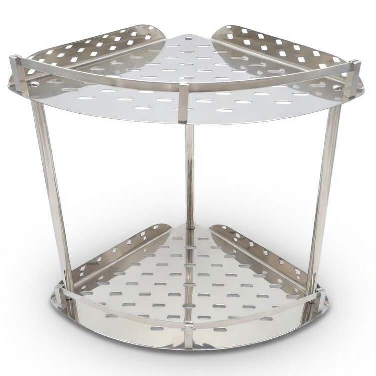 [17332] Bathroom Corner Shelf SS 2-Tier 230x230x75mm Haodi HD-E019 