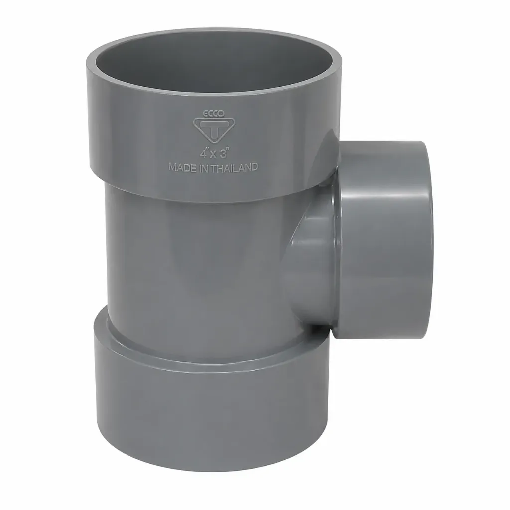 Pvc Reducing Tee 4"x3" Grey Ecco