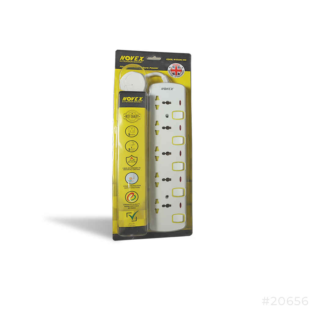 Novex Extension Socket 5way 5Mtr Universal ND105.5M