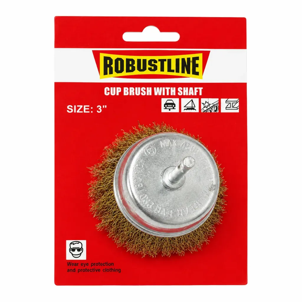Cup Brush Brass with Shaft 3" Robustline