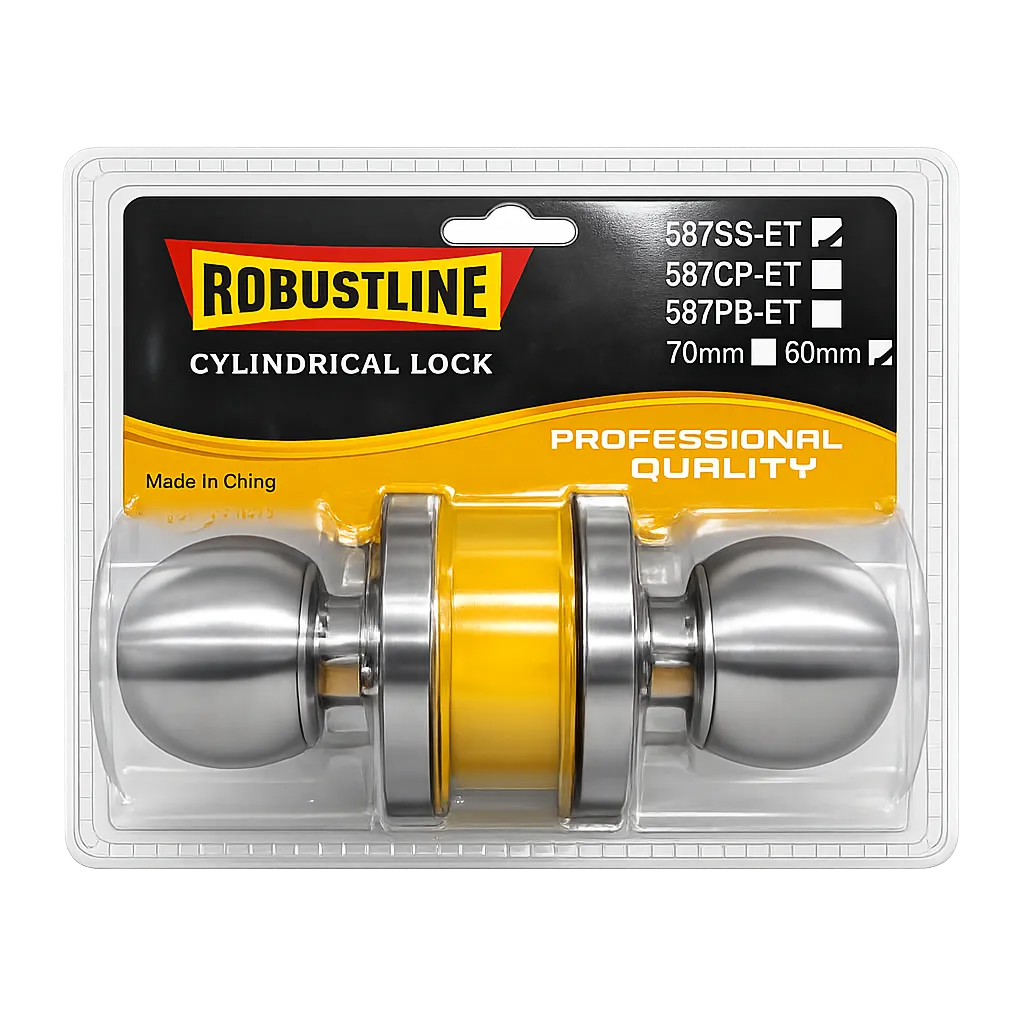 [23740] Cylindrical Knob Lock with Key 60mm 587SS-ET Robustline