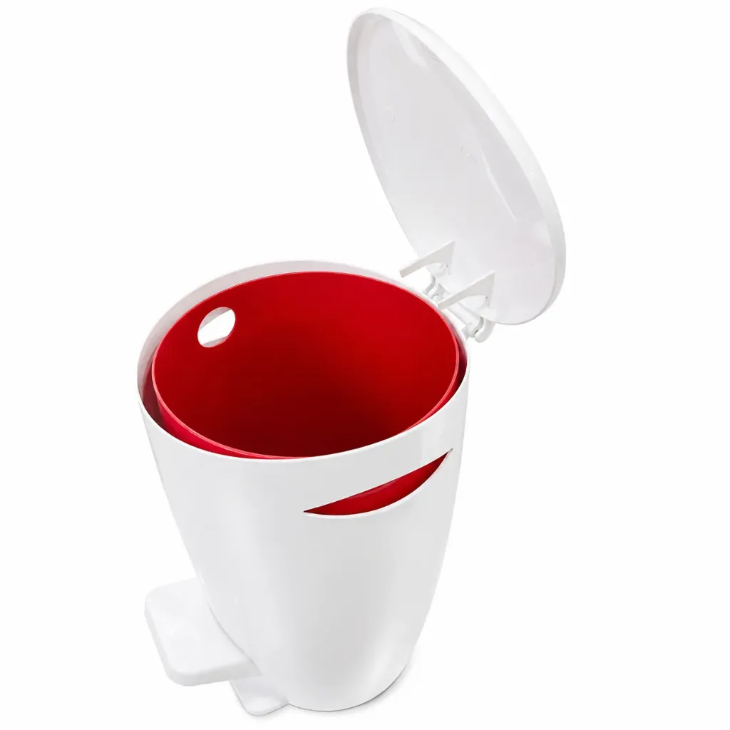 Waste Bin White Body Red Insert M-E04-04 151228 Primonova