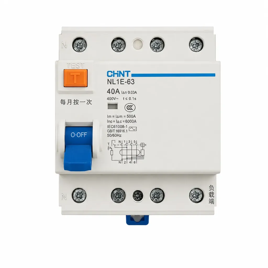 ELCB 40amp 4Pole NL1E-63 3P+N Chint