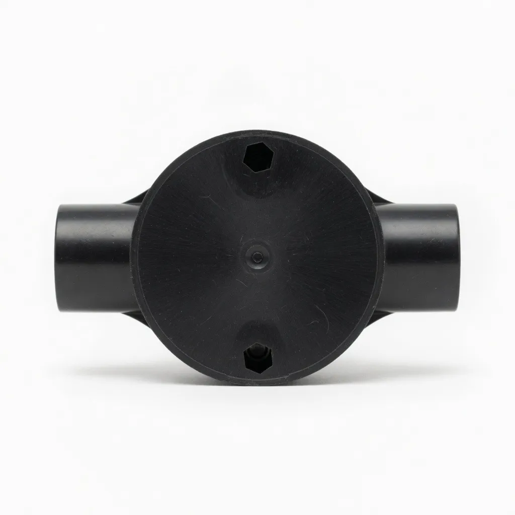 Conduit Junction Box Through Way 25mm Black with Lid and Screw
