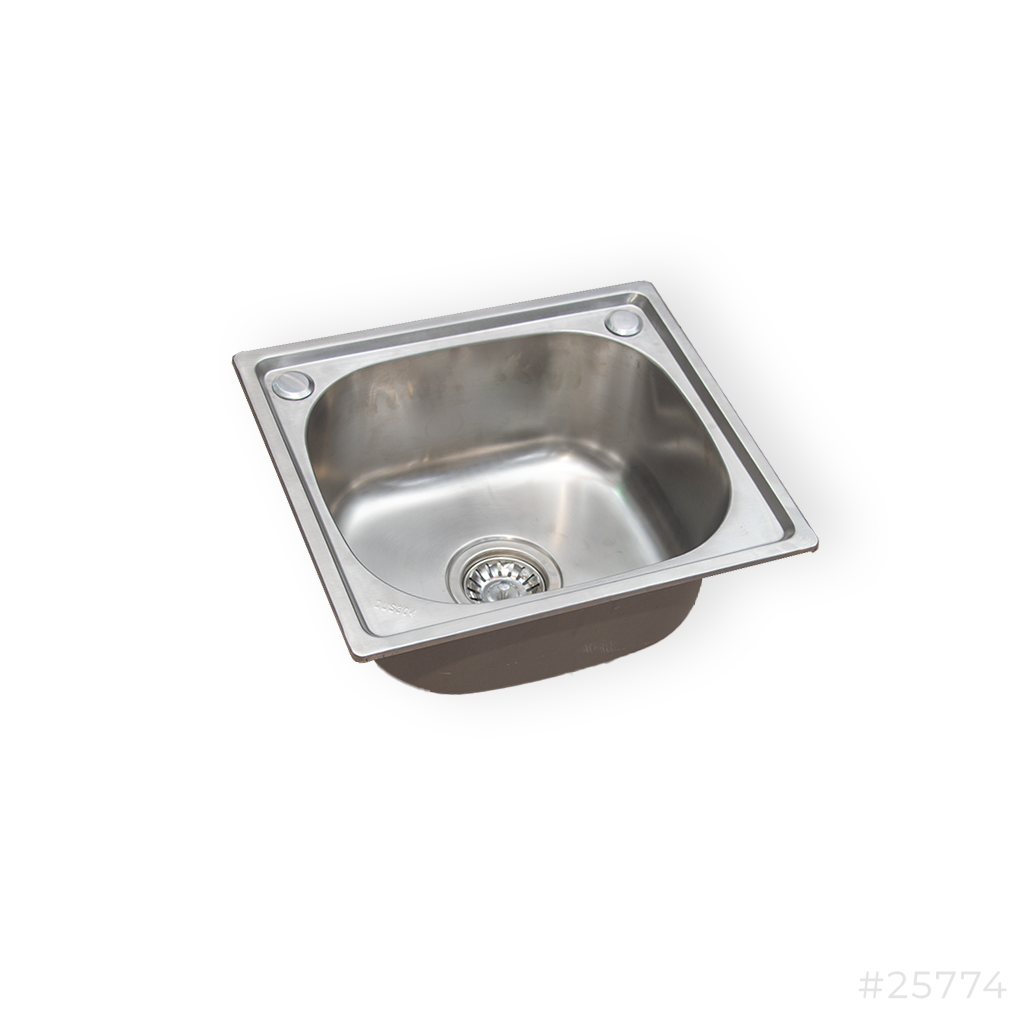 [25774] Single Bowl Kitchen Sink 304SS 42x37cm with Basket Strainer