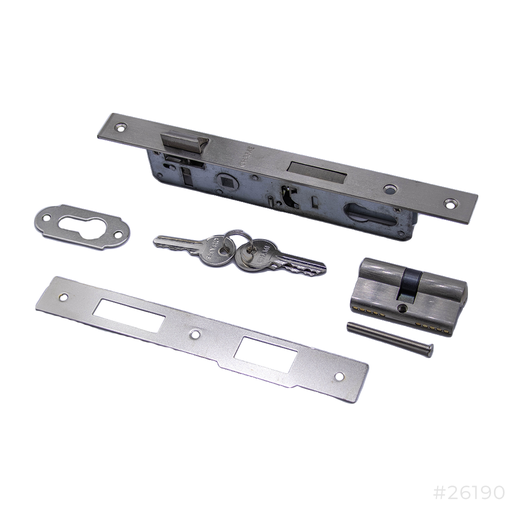[26190] Aluminum Door Lock Body with Cylinder 155-20 SN Chame