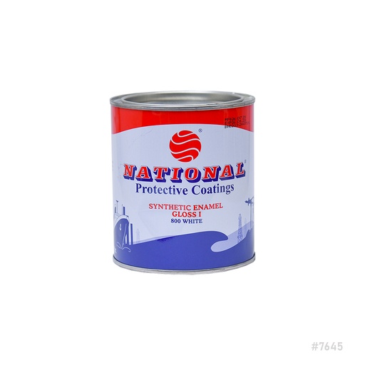 [7645] National Synthetic Enamel Gloss Paint 0.9Ltr Gloss 1 (800 White)