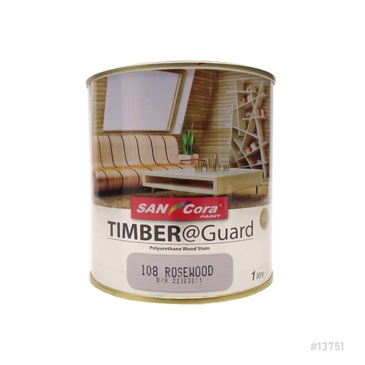[13751] Sancora® TIMBER@Guard Polyurethane Wood Stain Varnish 1L 108 Rosewood